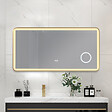 LUXURYBAIN - Miroir salle de bain LED 110x60cm  anti buée avec cadre en aluminium doré et loupe x3 LB-4685G - vignette