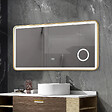 LUXURYBAIN - Miroir salle de bain LED 90x60cm anti buée avec cadre en aluminium doré et loupe x3 LB-4685G - vignette