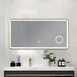 LUXURYBAIN - Miroir salle de bain LED 90x60cm anti buée avec cadre en aluminium doré et loupe x3 LB-4685G - vignette