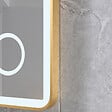 LUXURYBAIN - Miroir salle de bain LED 90x60cm anti buée avec cadre en aluminium doré et loupe x3 LB-4685G - vignette