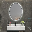 LUXURYBAIN - LuxuryBain- Miroir de salle de bain LED 60x80cm ovale anti buée avec cadre en aluminium noir - vignette