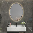 LUXURYBAIN - LuxuryBain- Miroir de salle de bain LED 60x80cm ovale anti buée avec cadre en aluminium noir - vignette