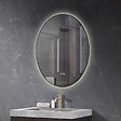 LUXURYBAIN - LuxuryBain- Miroir de salle de bain LED 60x80cm ovale anti buée avec cadre en aluminium noir - vignette