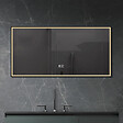 LUXURYBAIN - LuxuryBain- Miroir de salle de bain LED 90x60cm anti buée avec cadre en aluminium noir LB-126080-90-60 - vignette