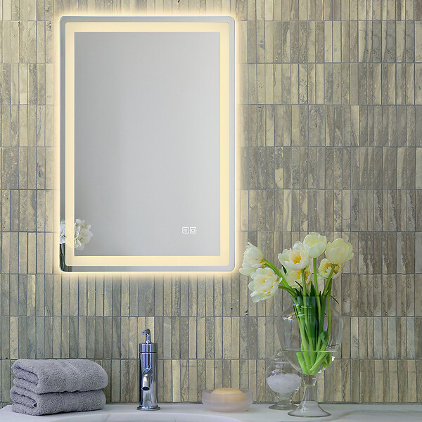 LUXURYBAIN - LuxuryBain- Miroir de salle de bain LED 60x80cm anti buée à luminosité variable rectangulaire - large