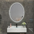 LUXURYBAIN - LuxuryBain- Miroir de salle de bain LED 50x70cm ovale anti buée avec cadre en aluminium noir - vignette