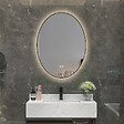 LUXURYBAIN - LuxuryBain- Miroir de salle de bain LED 50x70cm ovale anti buée avec cadre en aluminium noir - vignette