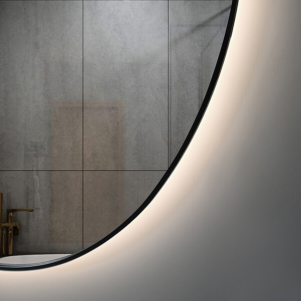 LUXURYBAIN - LuxuryBain- Miroir de salle de bain LED 50x70cm ovale anti buée avec cadre en aluminium noir - large