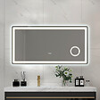 LUXURYBAIN - Miroir salle de bain LED 120x60cm anti buée avec LED 3 couleurs et loupe x3 LB-3612 - vignette