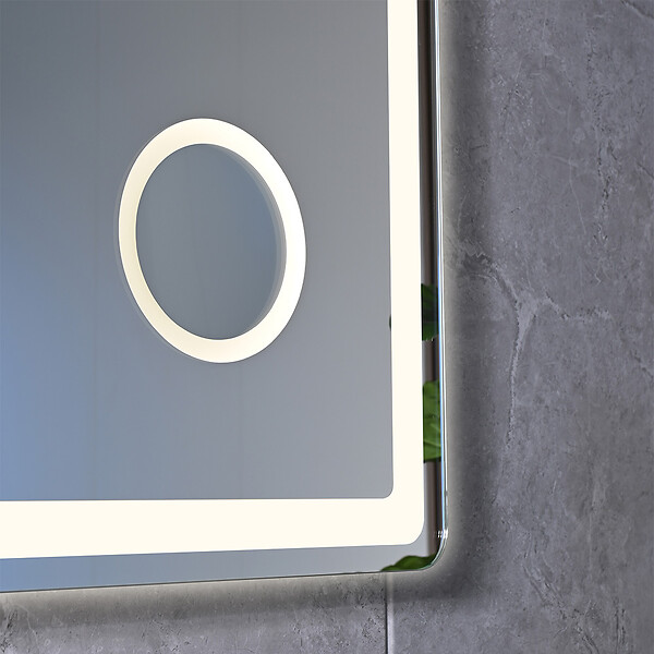 LUXURYBAIN - Miroir salle de bain LED 120x60cm anti buée avec LED 3 couleurs et loupe x3 LB-3612 - large