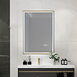 LUXURYBAIN - Miroir salle de bain LED 60x80cm anti buée avec cadre doré LB-126080G - vignette
