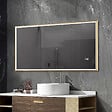 LUXURYBAIN - Miroir salle de bain LED 110x60cm anti buée avec cadre doré LB-126080G - vignette
