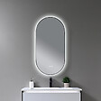 LUXURYBAIN - LuxuryBain- Miroir de salle de bain LED 45x90cm ovale anti buée avec cadre en aluminium noir - vignette