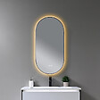 LUXURYBAIN - LuxuryBain- Miroir de salle de bain LED 45x90cm ovale anti buée avec cadre en aluminium noir - vignette