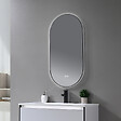 LUXURYBAIN - LuxuryBain- Miroir de salle de bain LED 45x90cm ovale anti buée avec cadre en aluminium noir - vignette