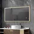 LUXURYBAIN - Miroir salle de bain LED 90x60cm anti buée avec cadre doré LB-126080G - vignette