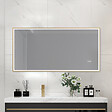 LUXURYBAIN - Miroir salle de bain LED 90x60cm anti buée avec cadre doré LB-126080G - vignette