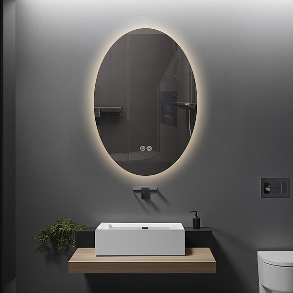 LUXURYBAIN - LuxuryBain- Miroir de salle de bain LED 60x80cm anti buée ovale à luminosité variable - large