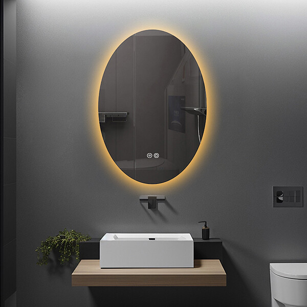 LUXURYBAIN - LuxuryBain- Miroir de salle de bain LED 60x80cm anti buée ovale à luminosité variable - large