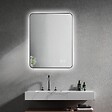 LUXURYBAIN - LuxuryBain- Miroir de salle de bain LED 50x70cm anti buée rectangulaire avec cadre en aluminium noir - vignette