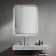 LUXURYBAIN - LuxuryBain- Miroir de salle de bain LED 50x70cm anti buée rectangulaire avec cadre en aluminium noir - vignette