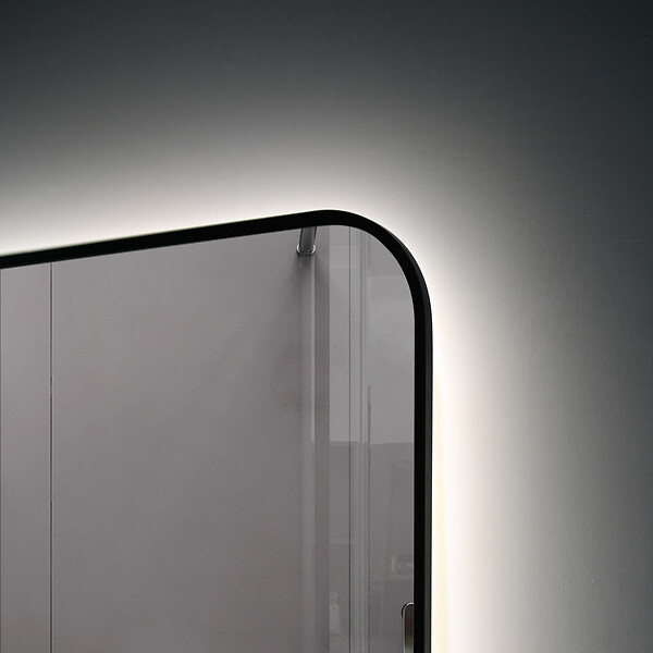 LUXURYBAIN - LuxuryBain- Miroir de salle de bain LED 50x70cm anti buée rectangulaire avec cadre en aluminium noir - large