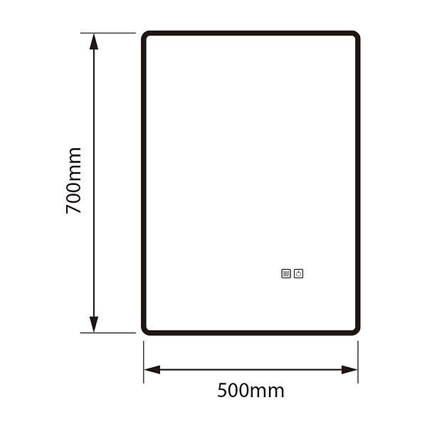 LUXURYBAIN - LuxuryBain- Miroir de salle de bain LED 50x70cm anti buée rectangulaire avec cadre en aluminium noir - large