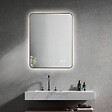 LUXURYBAIN - LuxuryBain- Miroir de salle de bain LED 60x80cm anti buée à luminosité variable avec cadre en aluminium noir - vignette