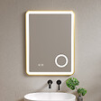 LUXURYBAIN - Miroir salle de bain LED 60x80 anti buée avec cadre en aluminium doré et loupe x3 LB-4685G - vignette