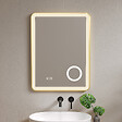 LUXURYBAIN - Miroir salle de bain LED 60x80 anti buée avec cadre en aluminium doré et loupe x3 LB-4685G - vignette