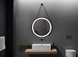 LUXURYBAIN - LuxuryBain- Miroir de salle de bain LED 80cm rond à luminosité variable suspendu noir LB-356060B-80-80 - vignette