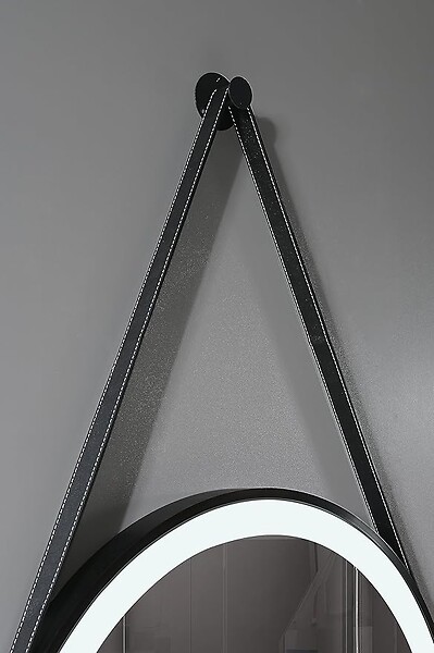 LUXURYBAIN - LuxuryBain- Miroir de salle de bain LED 80cm rond à luminosité variable suspendu noir LB-356060B-80-80 - large
