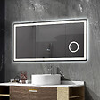 LUXURYBAIN - Miroir salle de bain LED 110x60cm anti buée avec LED 3 couleurs et loupe x3 LB-3612 - vignette