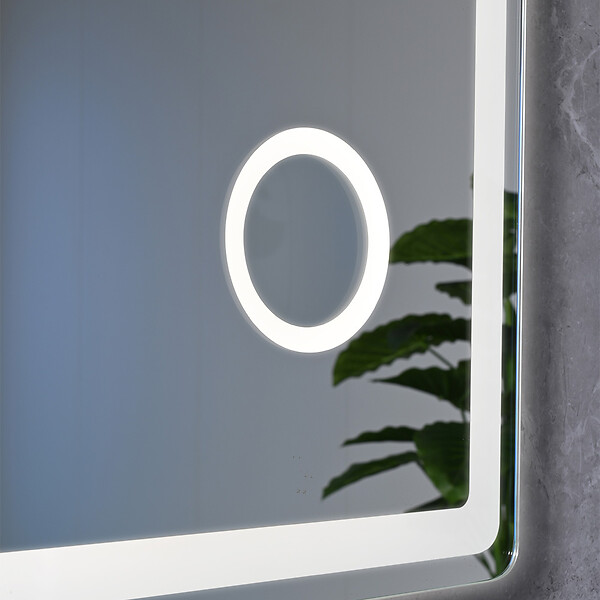 LUXURYBAIN - Miroir salle de bain LED 50x70cm anti buée avec LED 3 couleurs et loupe x3 LB-3612 - large