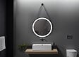 LUXURYBAIN - LuxuryBain- Miroir de salle de bain LED 60cm rond à luminosité variable suspendu noir LB-356060B-60-60 - vignette