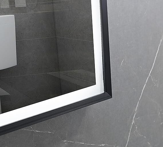LUXURYBAIN - LuxuryBain- Miroir de salle de bain LED 50x70cm avec cadre en aluminium noir LB-126080-50-70 - large