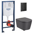 GROHE - Grohe Pack WC Bâti-support + WC Roca Inspira onyx sans bride fixations invisibles + Abattant + Plaque noire (RapidSLInspiraO-KF0) - vignette