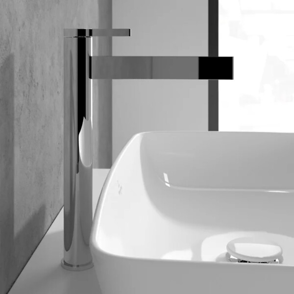 VILLEROY ET BOCH - Mitigeur lavabo droit surélevé  Dawn sans tirette Chrome - large