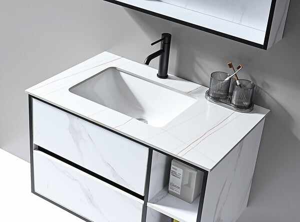 LUXURYBAIN - LuxuryBain- Mitigeur, robinet de lavabo pour salle de bain design et moderne (Noir) - large