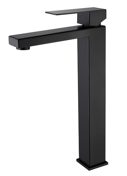 LUXURYBAIN - LuxuryBain- Grand Mitigeur, robinet de lavabo pour salle de bain réhaussé carré (Noir) - large