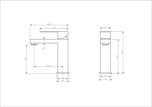 LUXURYBAIN - LuxuryBain- Robinet, mitigeur de lavabo pour salle de bain carré (Gris brossé) - large