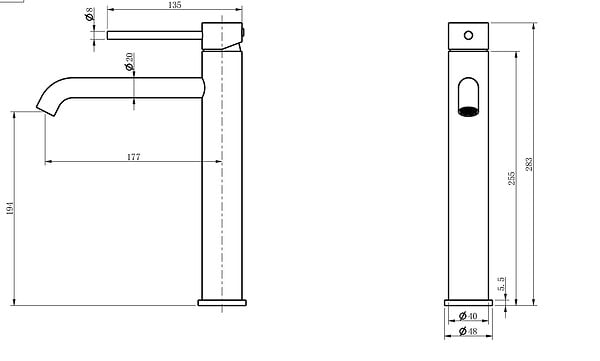 LUXURYBAIN - Grand Mitigeur, robinet de lavabo pour salle de bain réhaussé design et moderne (Noir) - large