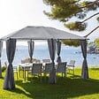 HESPERIDE - Rideaux pour tonnelle "Santorini" et "Thira" ardoise 4x3m en polyester - vignette