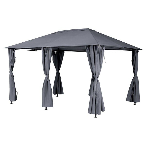 HESPERIDE - Rideaux pour tonnelle "Santorini" et "Thira" ardoise 4x3m en polyester - large