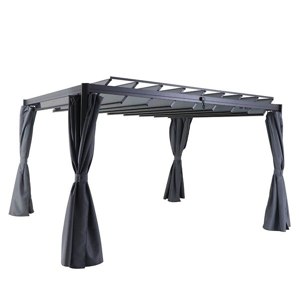 HESPERIDE - Rideaux pour pergola "Belize" ardoise 4x3m en polyester - large