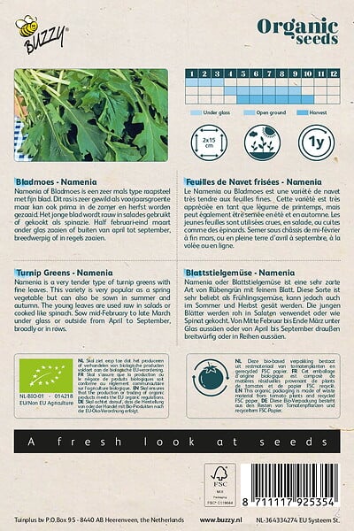 ARBORIX - Buzzy Organic Feuilles de Navet frisées Namenia - Bio Semences - Ca. 2.5 gr (Livraison Gratuite) - large