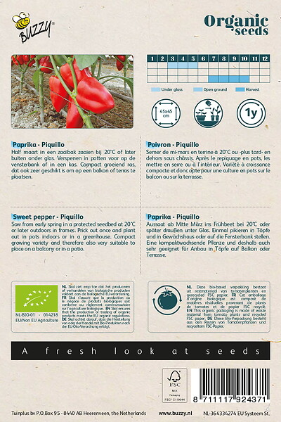 ARBORIX - Buzzy Organic Poivron Piquillo- Bio Semences - Ca. 0,25 gr (Livraison Gratuite) - large