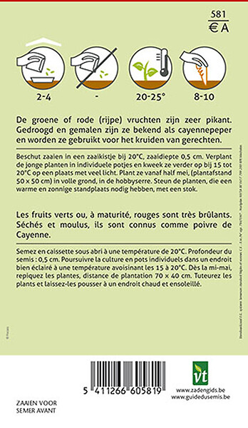ARBORIX - Piment D'Espagne Rouge Long - Ca. 1 gr (Livraison Gratuite) - large