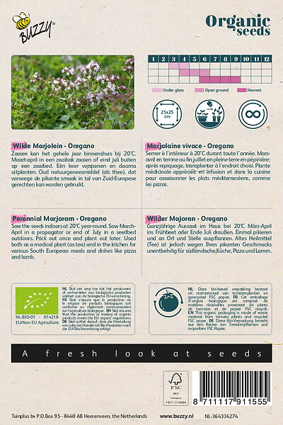 ARBORIX - Buzzy Organic Marjolaine vivace – Oregano - Bio Semences - Ca. 0,1 gr (Livraison Gratuite) - large