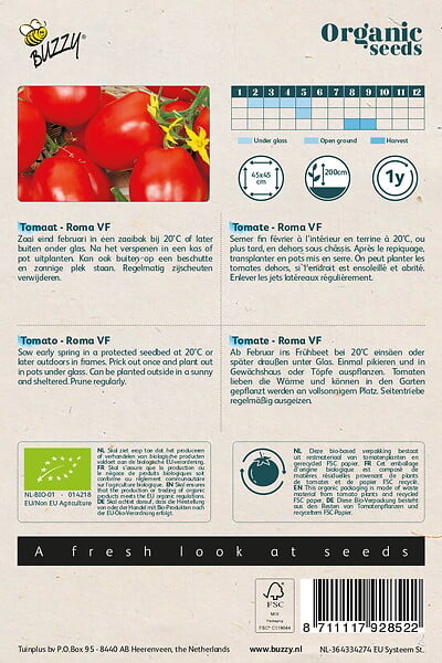 ARBORIX - Buzzy Organic Tomate Roma VF - Bio Semences - Ca. 0,1 gr (Livraison Gratuite) - large